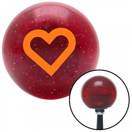 American Shifter 50909 Orange Fat Outlined Heart Red Metal Flake Shift Knob with M16 x 1.5 Insert Shifter