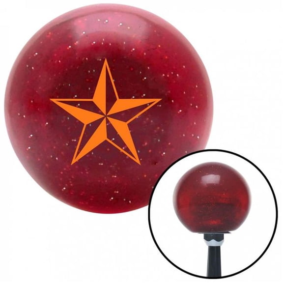 American Shifter 58594 Orange Tattoo Star Thin Red Metal Flake Shift Knob with M16 x 1.5 Insert Shifter
