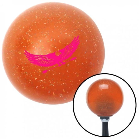 American Shifter 44760 Pink Eagle with Arrow Orange Metal Flake Shift Knob with M16 x 1.5 Insert Shifter