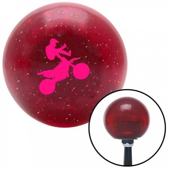 American Shifter 56472 Pink Motocross Rider Red Metal Flake Shift Knob with M16 x 1.5 Insert Shifter Auto