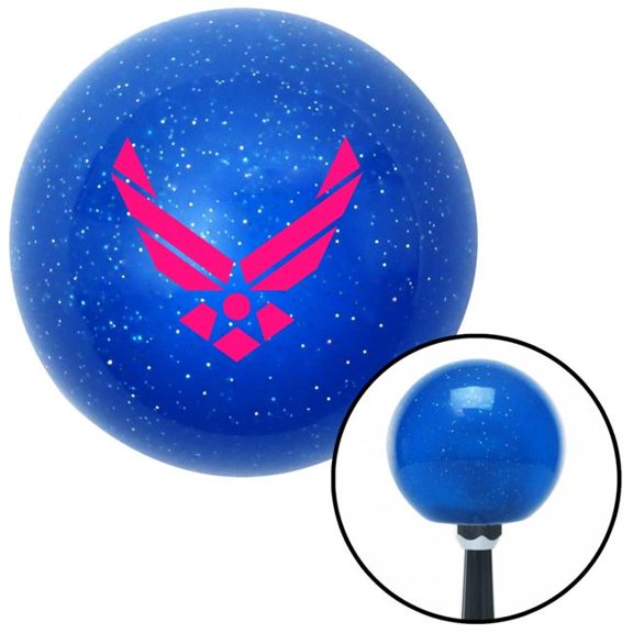 American Shifter 24560 Pink The Air Force Symbol Blue Metal Flake Shift Knob with M16 x 1.5 Insert Shifter