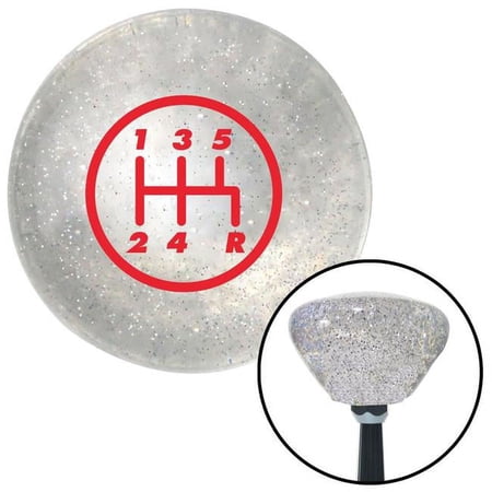 American Shifter Red 5 Speed Shift Pattern - 5RDR Clear Retro Metal Flake Shift Knob with M16 x 1.5 Insert Auto Brody