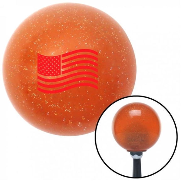 American Shifter 44705 Red American Flag Waving Orange Metal Flake Shift Knob with M16 x 1.5 Insert Auto