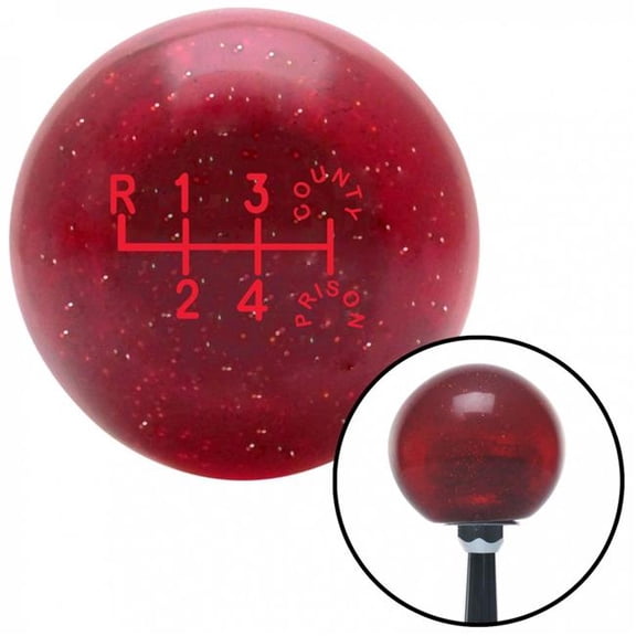 American Shifter 48389 Red County Prison Red Metal Flake Shift Knob with M16 x 1.5 Insert Shifter Auto