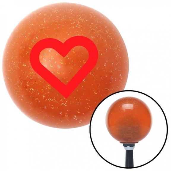 American Shifter 37616 Red Fat Outlined Heart Orange Metal Flake Shift Knob with M16 x 1.5 Insert Shifter