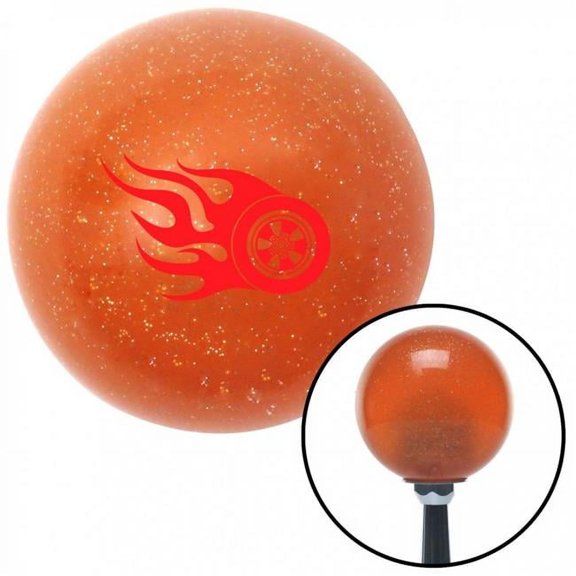 American Shifter 37367 Red Flaming Wheel Orange Metal Flake Shift Knob with M16 x 1.5 Insert Shifter Auto