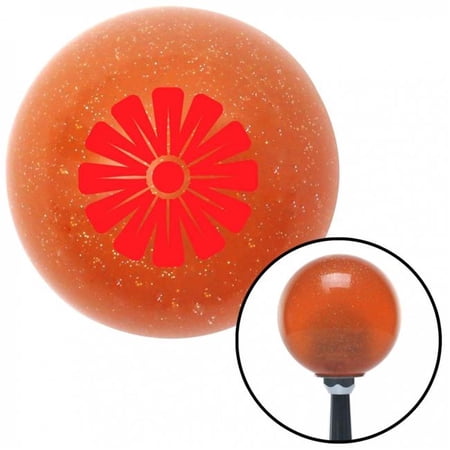 American Shifter 43572 Red Hawaiian Flower No.1 Orange Metal Flake Shift Knob with M16 x 1.5 Insert Shifter