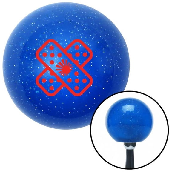 American Shifter 27890 Red JDM Band-Aid Blue Metal Flake Shift Knob with M16 x 1.5 Insert Shifter Auto