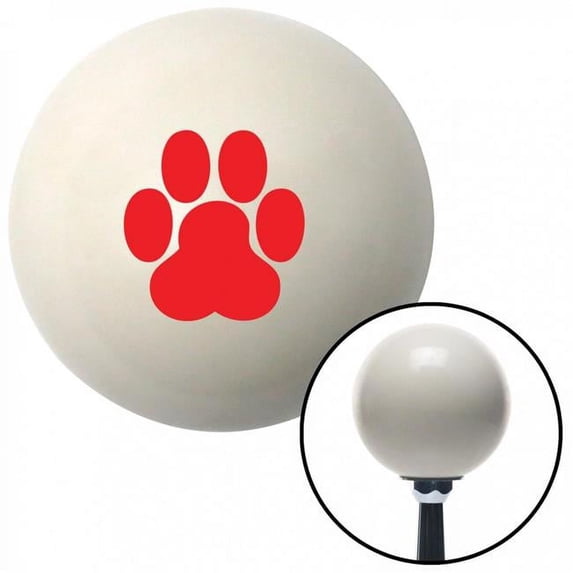 American Shifter Red Pawprint Ivory Shift Knob with M16 x 1.5 Insert Shifter Auto Manual Custom Brody