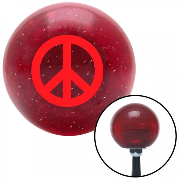 American Shifter 56023 Red Peace Sign Red Metal Flake Shift Knob with M16 x 1.5 Insert Shifter Auto Manual