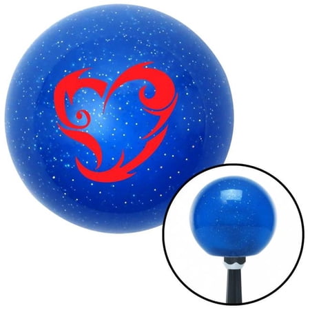 American Shifter 23769 Red Scroll Art Heart Blue Metal Flake Shift Knob with M16 x 1.5 Insert Shifter Auto