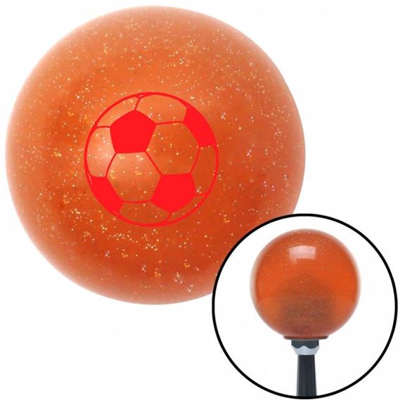American Shifter 42504 Red Soccer Ball Orange Metal Flake Shift Knob with M16 x 1.5 Insert Shifter Auto