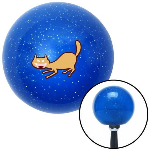American Shifter 27939 Sandy Yellow Cat Scary 2 Blue Metal Flake Shift Knob with M16 x 1.5 Insert Shifter Auto Brody