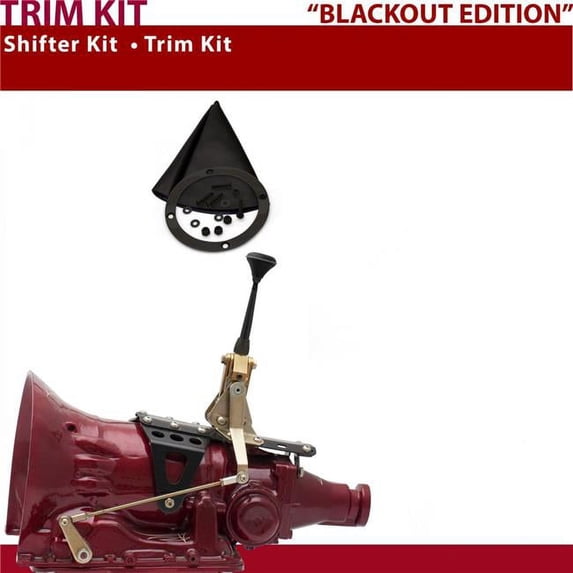 American Shifter TH200 Shifter Kit 6 in. Trim Kit Black Push Button Black Boot Ringed Knob for D4E2D