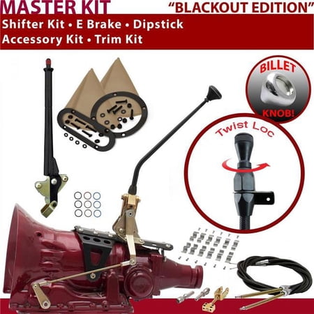 American Shifter TH200 Shifter Kit Black 12 in. E Brake Cable Clamp Trim Kit Dipstick for F199B