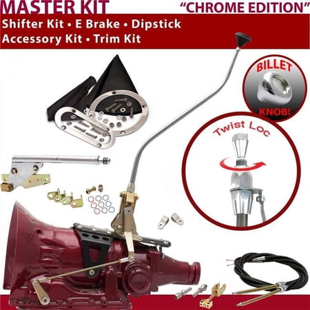 American Shifter TH350 Shifter Kit Chrome 23 in. Swan E Brake Cable Clevis Trim Kit Dipstick for F666A