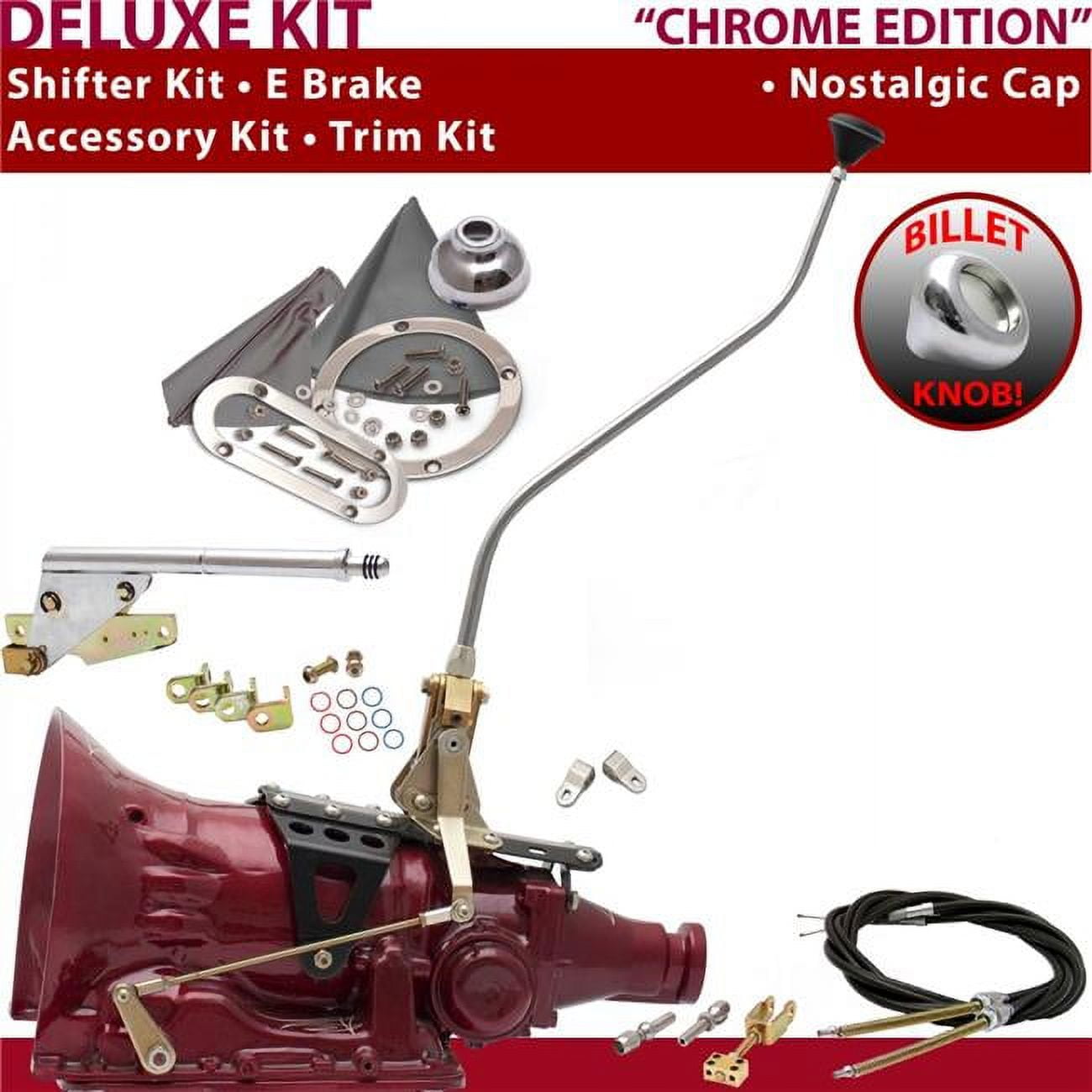 American Shifter TH350 Shifter Kit Chrome 23 in. Swan E Brake Cable