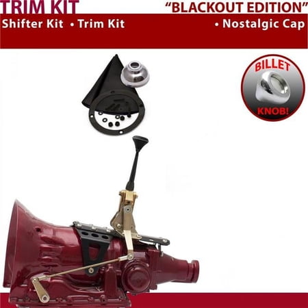 American Shifter TH400 Shifter Kit Black 6 in. Trim Kit Push Button Cap Black Boot Billet Knob for EC11A