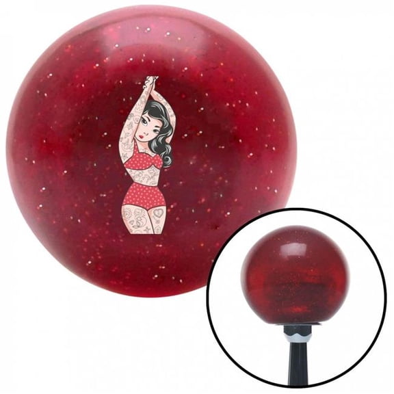 American Shifter 60165 Tattoo Girl Red Metal Flake Shift Knob with M16 x 1.5 Insert Shifter Auto Manual