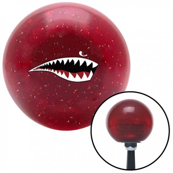American Shifter 60059 Warhawk Flying Tiger Shark Teeth Red Metal Flake Shift Knob with M16 x 1.5 Insert