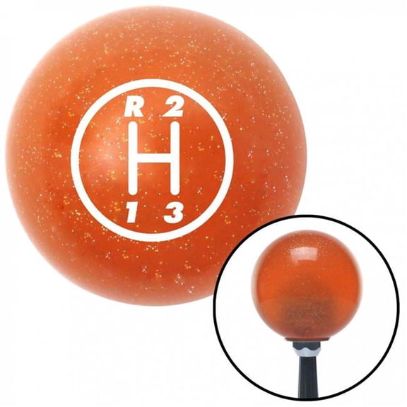 American Shifter 45193 White 3 Speed Shift Pattern - 3RUL Orange Metal Flake Shift Knob - M16 x 1.5 Insert