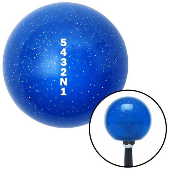 American Shifter 27821 White 5432N1 Shift Pattern Blue Metal Flake Shift Knob with M16 x 1.5 Insert Auto
