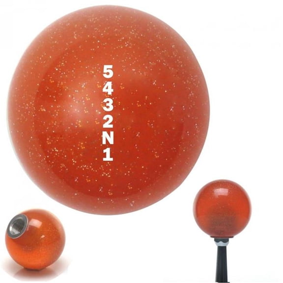 American Shifter 46060 White 5432N1 Shift Pattern Orange Metal Flake Shift Knob with M16 x 1.5 Insert Brody