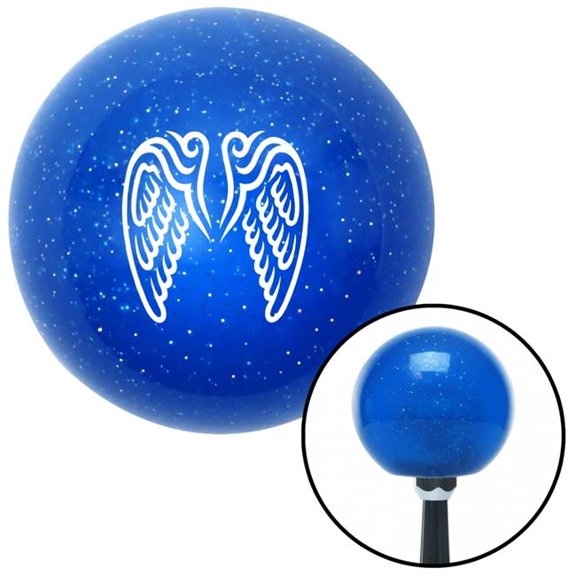 American Shifter 23641 White Angel Wings Blue Metal Flake Shift Knob with M16 x 1.5 Insert Shifter Auto
