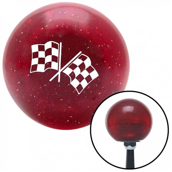 American Shifter 54604 White Checkered Flags Red Metal Flake Shift Knob with M16 x 1.5 Insert Shifter Auto