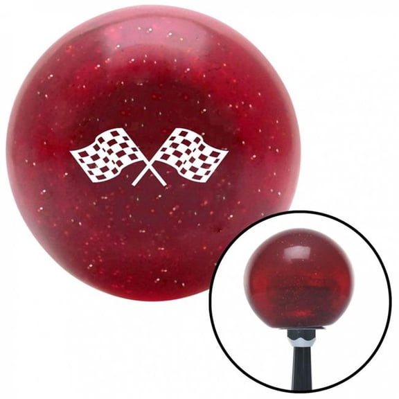 American Shifter 48036 White Checkered Racing Flags Red Metal Flake Shift Knob with M16 x 1.5 Insert Auto