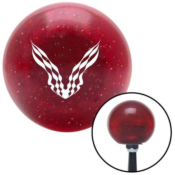 American Shifter 48043 White Checkered Racing Wings Red Metal Flake Shift Knob with M16 x 1.5 Insert Auto