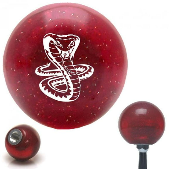 American Shifter 48267 White Cobra Red Metal Flake Shift Knob with M16 x 1.5 Insert Shifter Auto Manual