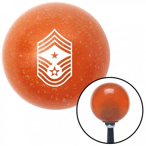 American Shifter 38441 White Command Chief Master Sergeant Orange Metal Flake Shift Knob - M16 x 1.5 Insert