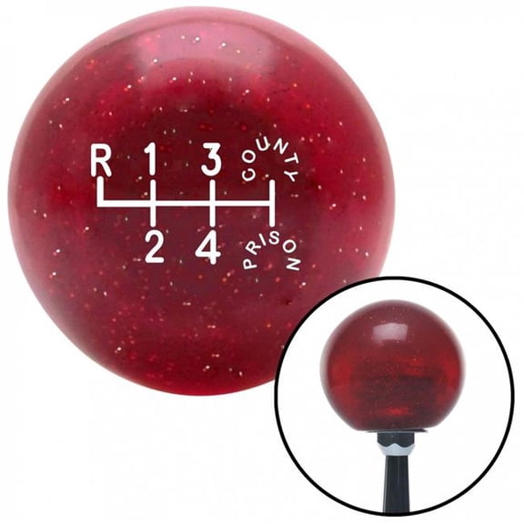 American Shifter 48390 White County Prison Red Metal Flake Shift Knob with M16 x 1.5 Insert Shifter Auto