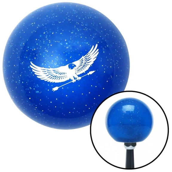 American Shifter 26521 White Eagle with Arrow Blue Metal Flake Shift Knob with M16 x 1.5 Insert Shifter