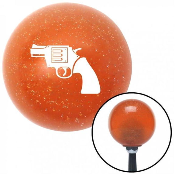 American Shifter 43303 White Hand Gun Orange Metal Flake Shift Knob with M16 x 1.5 Insert Shifter Auto