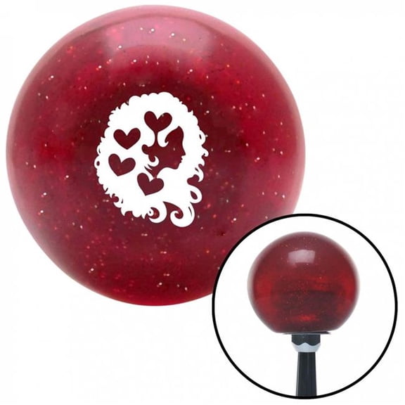 American Shifter 54354 White Heart Girl Red Metal Flake Shift Knob with M16 x 1.5 Insert Shifter Auto Brody