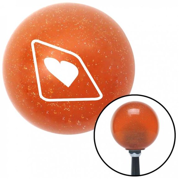 American Shifter 37170 White Heart on a Card Orange Metal Flake Shift Knob with M16 x 1.5 Insert Shifter