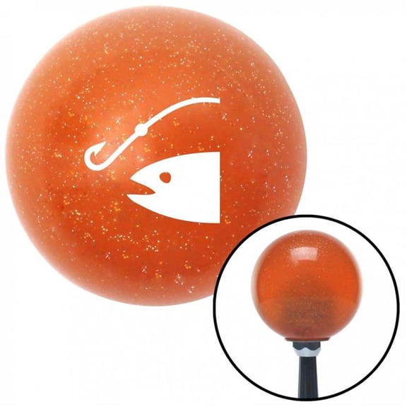 American Shifter 43565 White Hook n Fish Orange Metal Flake Shift Knob with M16 x 1.5 Insert Shifter Auto