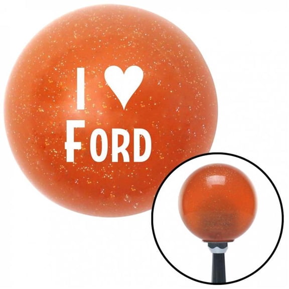 American Shifter 37873 White I 3 FORD Orange Metal Flake Shift Knob with M16 x 1.5 Insert Shifter Auto