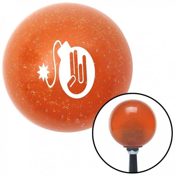 American Shifter 46139 White JDM Hand Bomb Orange Metal Flake Shift Knob with M16 x 1.5 Insert Shifter