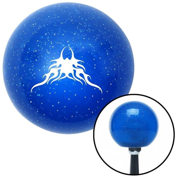 American Shifter 23421 White Large Tribal Flames Blue Metal Flake Shift Knob with M16 x 1.5 Insert Shifter