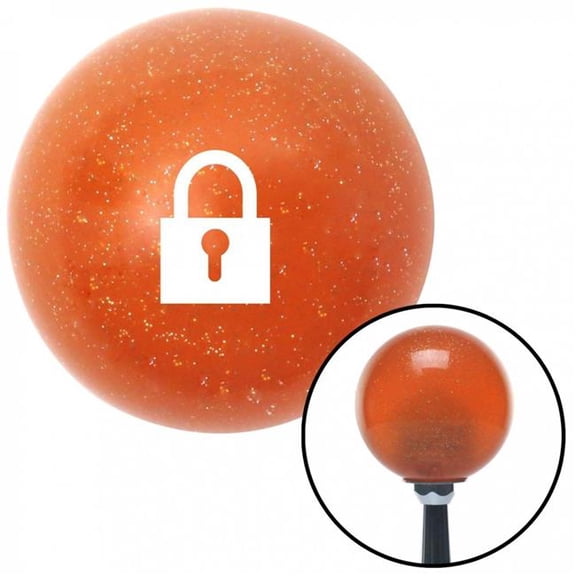 American Shifter 42727 White Locked Lock Orange Metal Flake Shift Knob with M16 x 1.5 Insert Shifter Auto