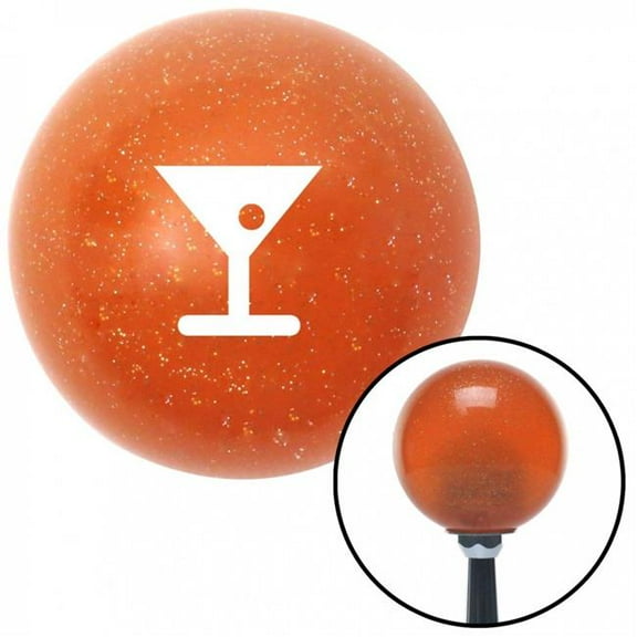 American Shifter 37424 White Martini Glass with Olive Orange Metal Flake Shift Knob with M16 x 1.5 Insert