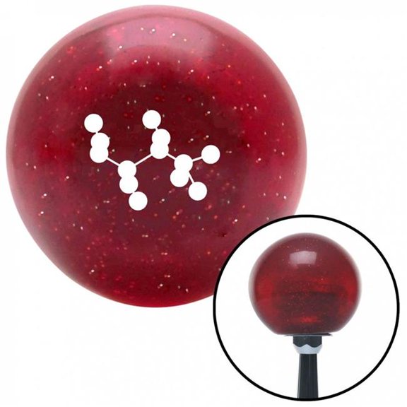 American Shifter 54828 White Molecule Structure Red Metal Flake Shift Knob with M16 x 1.5 Insert Shifter