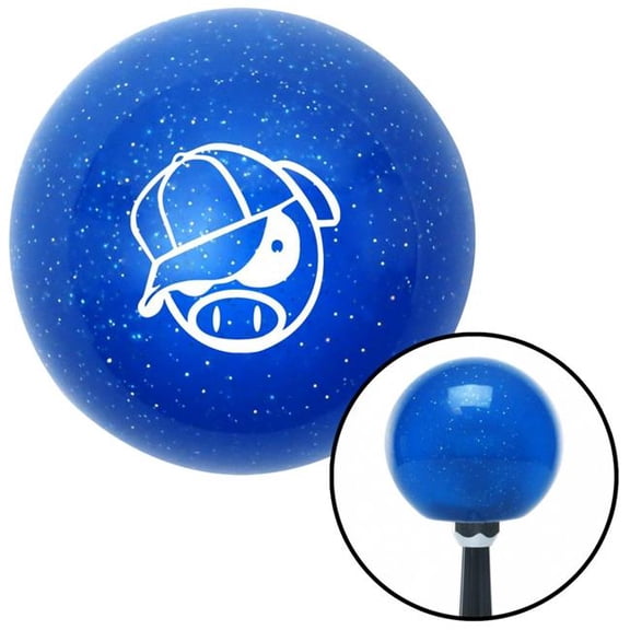 American Shifter 27857 White Rally Pig Blue Metal Flake Shift Knob with M16 x 1.5 Insert Shifter Auto Brody