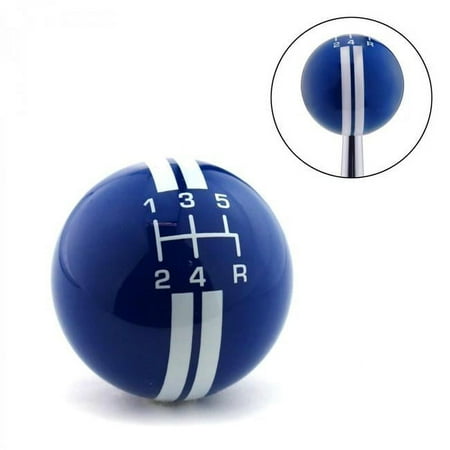 American Shifter White Rally Stripe 5 Speed Shift Pattern Blue Shift Knob with M16 x 1.5 Insert