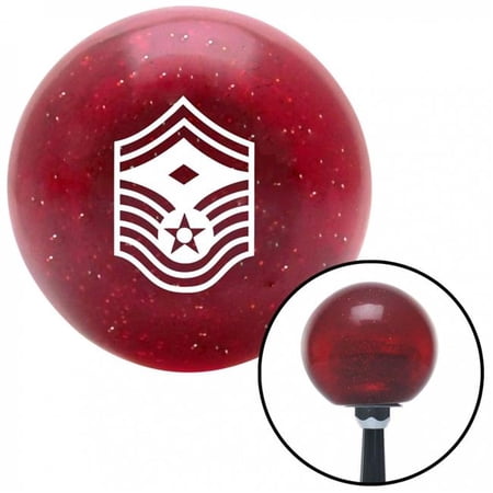 American Shifter 53645 White Senior Master Sgt First Sgt Red Metal Flake Shift Knob with M16 x 1.5 Insert