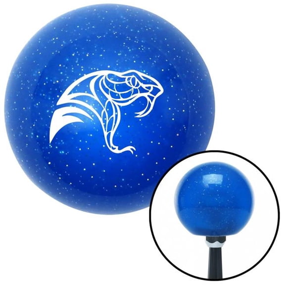 American Shifter 26710 White Snake Profile Blue Metal Flake Shift Knob with M16 x 1.5 Insert Shifter Auto