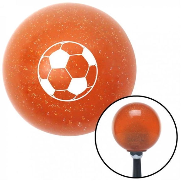 American Shifter 42505 White Soccer Ball Orange Metal Flake Shift Knob with M16 x 1.5 Insert Shifter Auto